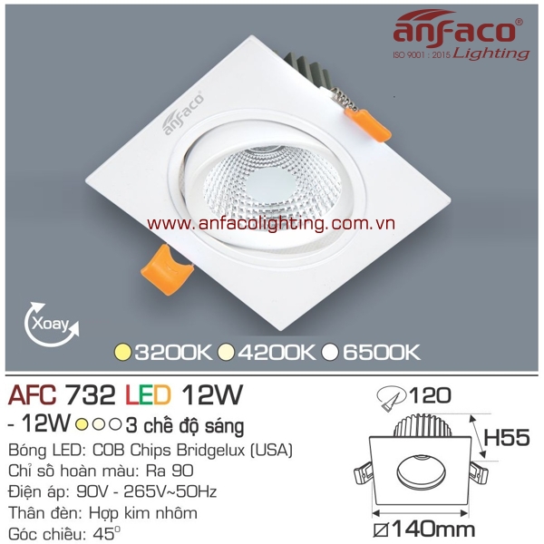 Đèn LED âm trần Anfaco AFC 732-12W