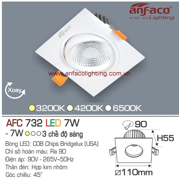 Đèn LED âm trần Anfaco AFC 732-7W