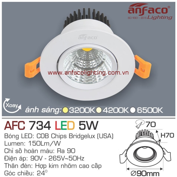 Đèn LED âm trần Anfaco AFC 734-5W