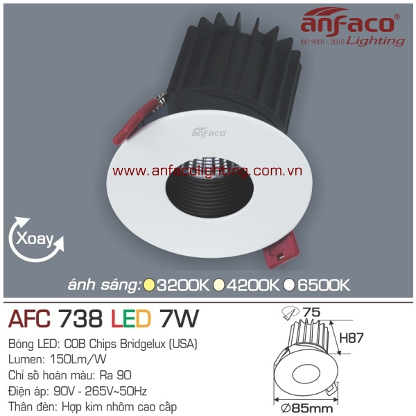 Đèn LED âm trần Anfaco AFC 738-7W