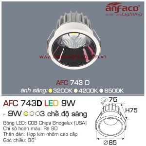 Đèn AFC 743D 9W Anfaco LED downlight âm trần chóa đen