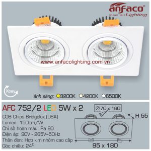 Đèn LED âm trần Anfaco AFC 752/2-5Wx2