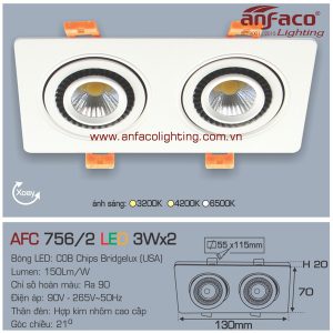 Đèn LED âm trần Anfaco AFC 756/2-3Wx2