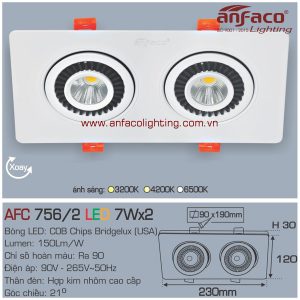 Đèn LED âm trần Anfaco AFC 756/2-7Wx2