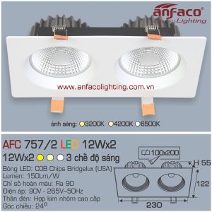 Đèn LED âm trần Anfaco AFC 757/2-12Wx2