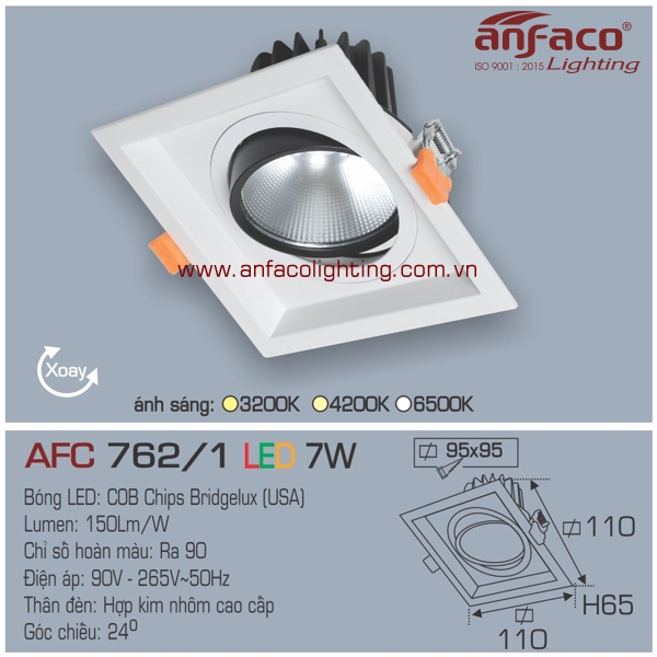 Đèn LED âm trần Anfaco AFC 762/1-7W