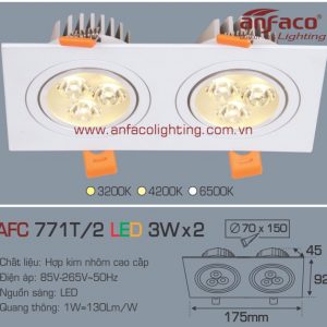 Đèn LED âm trần Anfaco AFC 771/2T-3Wx2