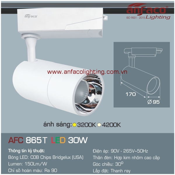 Đèn LED tiêu điểm Anfaco AFC 865T-30W gắn ray
