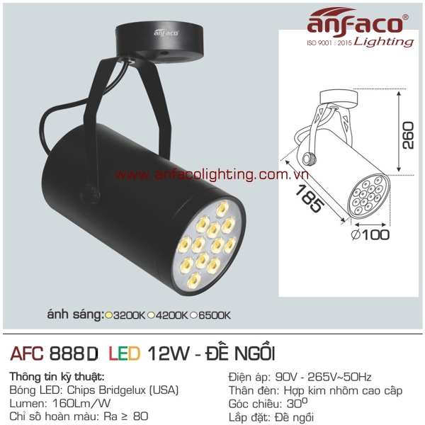 Đèn LED tiêu điểm Anfaco AFC 888D-12W đế ngồi