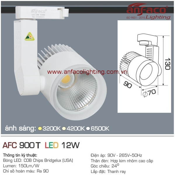 Đèn LED tiêu điểm Anfaco AFC 900T-12W gắn ray