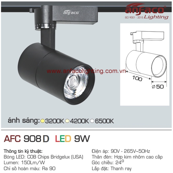 Đèn LED tiêu điểm Anfaco AFC 908D-9W gắn ray
