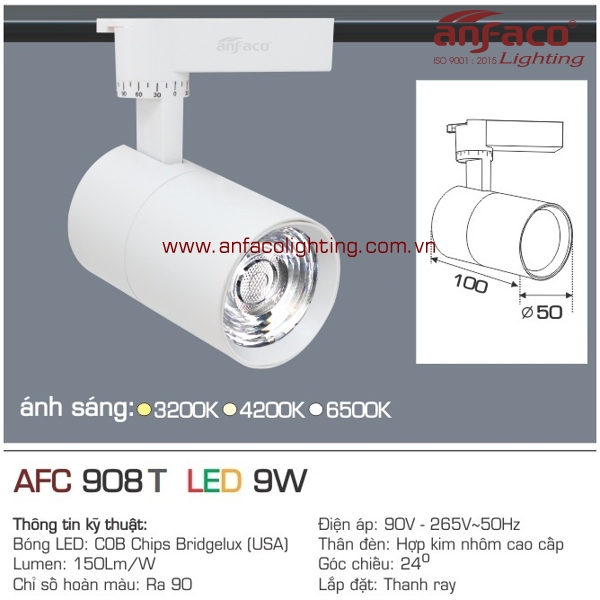 Đèn LED tiêu điểm Anfaco AFC 908T-9W gắn ray