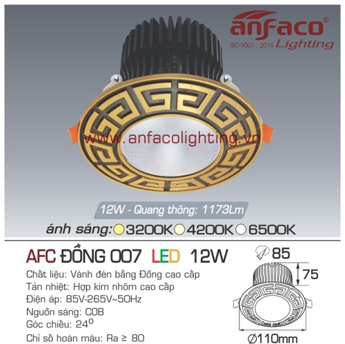 Led âm trần Anfaco AFC đồng 007-12W