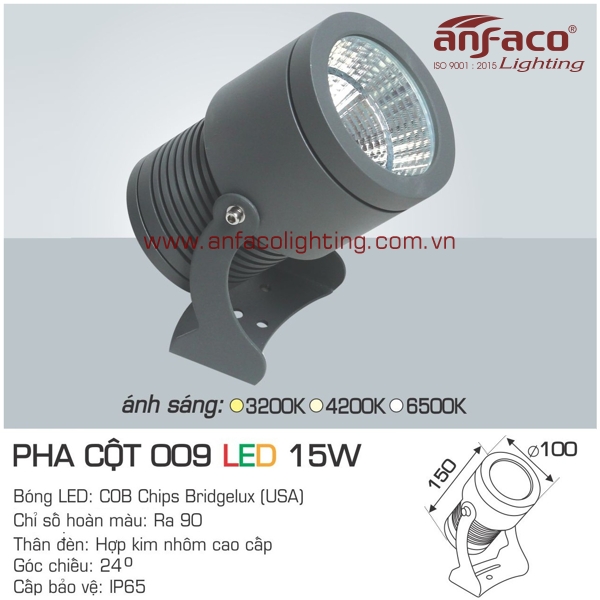 đèn led pha cột anfaco 009-15w
