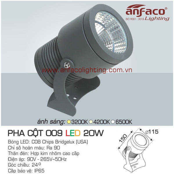 đèn led pha cột anfaco 009-20w