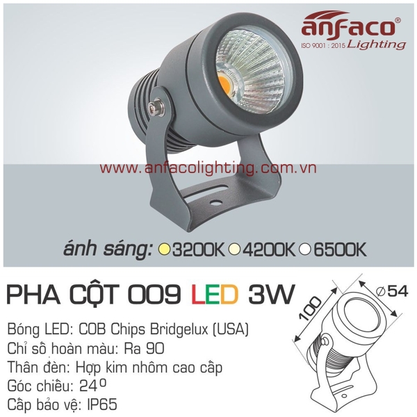 đèn led pha cột anfaco 009-3w