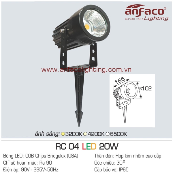 đèn led ghim cỏ anfaaco rc 04-20w
