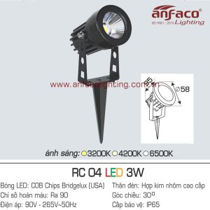 đèn led ghim cỏ anfaco rc 04-3w
