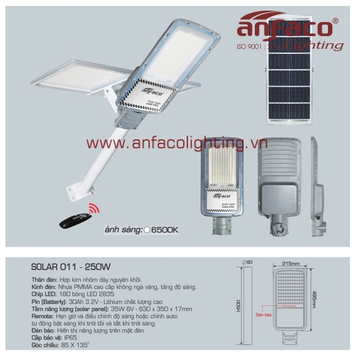 Đèn đường Led solar Anfaco 011-250W