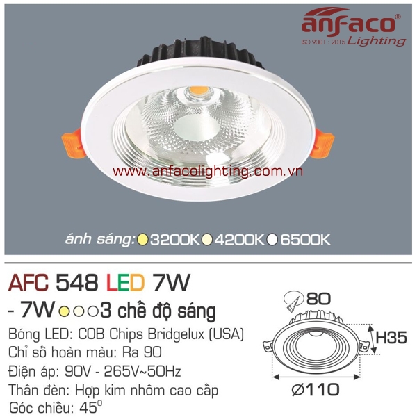 Đèn LED âm trần Anfaco AFC 548-7W