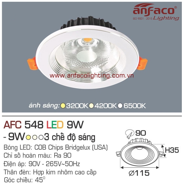 Đèn LED âm trần Anfaco AFC 548-9W