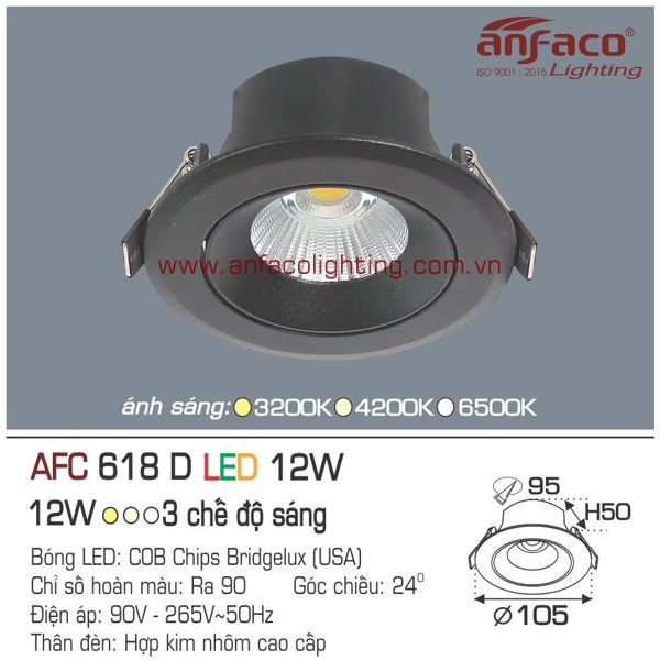 Đèn LED âm trần Anfaco AFC 618D-12W
