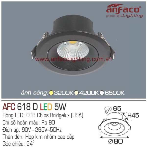 Đèn LED âm trần Anfaco AFC 618D-5W