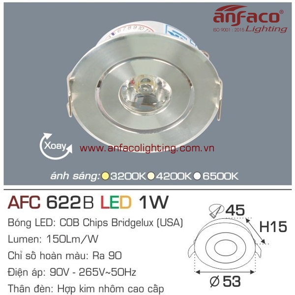 Đèn LED âm trần Anfaco AFC 622-1W
