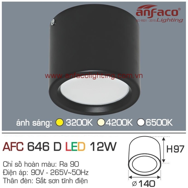 Đèn LED downlight gắn nổi Anfaco AFC 646D-12W
