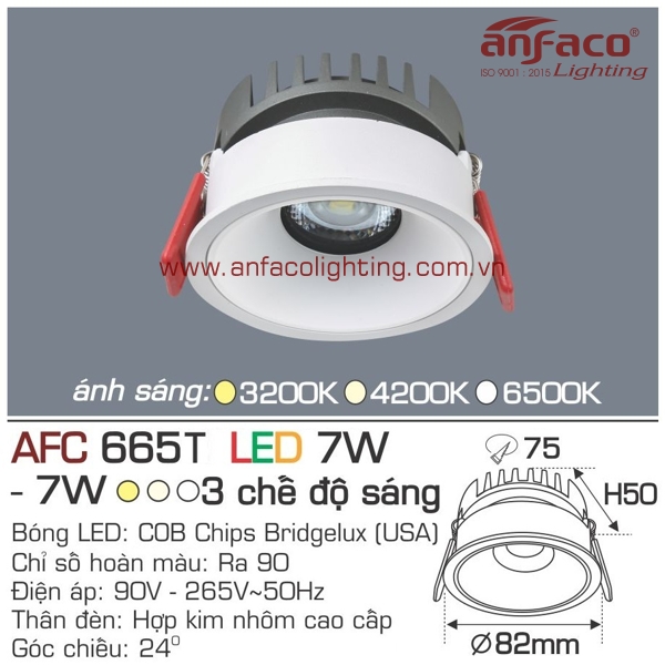 Đèn LED âm trần Anfaco AFC 665T-7W