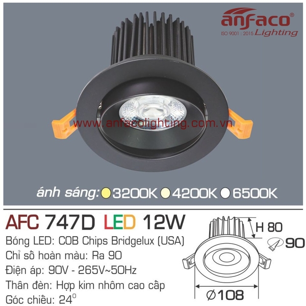Đèn LED âm trần Anfaco AFC 747D-12W