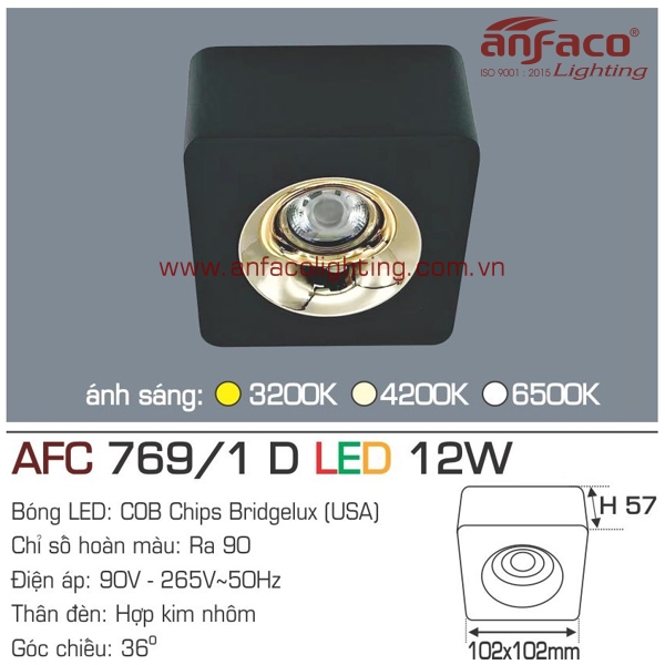 Đèn LED downlight gắn nổi Anfaco AFC 769/1D-12W