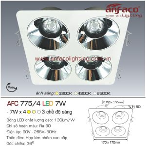 Đèn LED âm trần Anfaco AFC 775/4-7Wx4