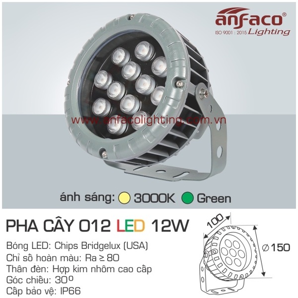 đèn led pha cây anfaco 012-12w