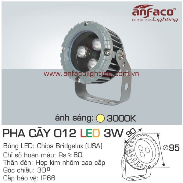 đèn led pha cây anfaco 012-3w