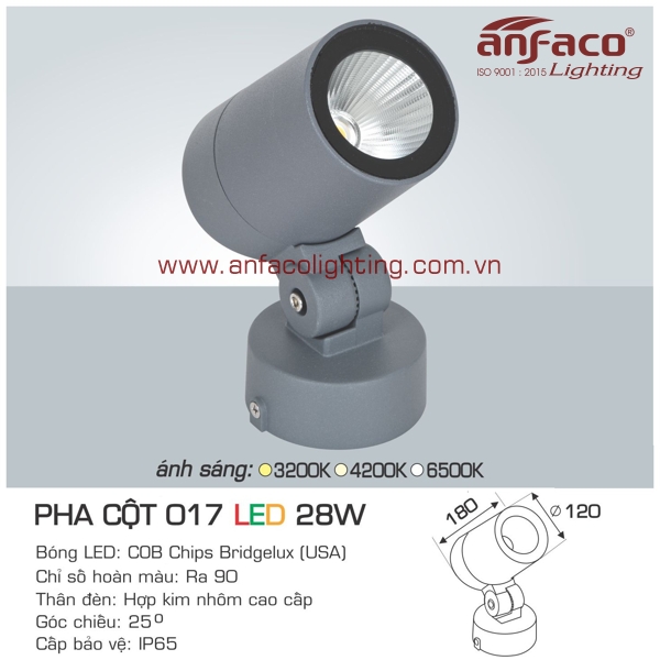 đèn led pha cột anfaco 017-28w