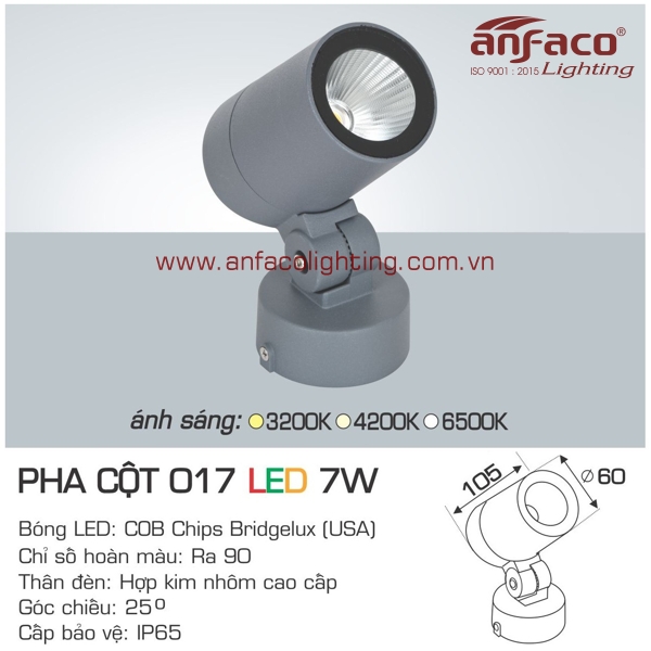 đèn led pha cột anfaco 017-7w