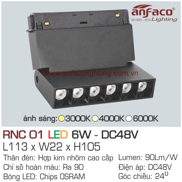 đèn led ray nam châm anfaco rnc01-6w dc48v