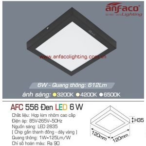 Đèn AFC 556D 6W Anfaco LED panel vuông gắn nổi vỏ đen