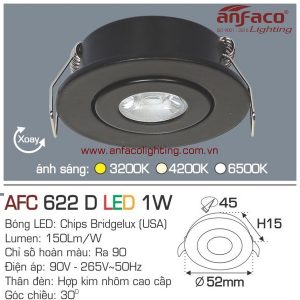 Đèn AFC 622B 1W Anfaco LED downlight âm trần Mini gắn tủ vỏ đen
