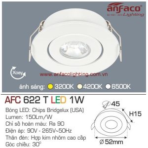 Đèn AFC 622B 1W Anfaco LED downlight âm trần Mini gắn tủ vỏ trắng