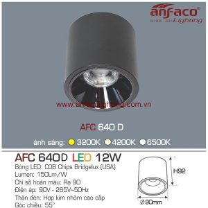 Đèn AFC 640D 12W Anfaco LED downlight nổi vỏ đen