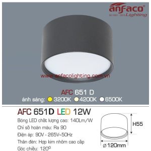Đèn AFC 651D 12W Anfaco LED downlight nổi vỏ đen