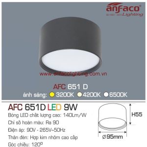 Đèn AFC 651D 9W Anfaco LED downlight nổi vỏ đen