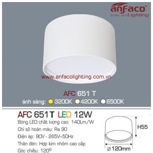 Đèn AFC 651T 12W Anfaco LED downlight nổi vỏ trắng
