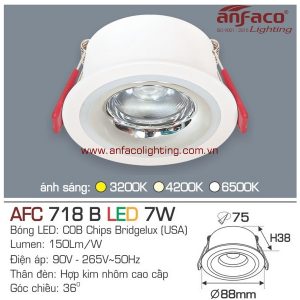 Đèn AFC 718B 7W Anfaco LED downlight âm trần viền bạc