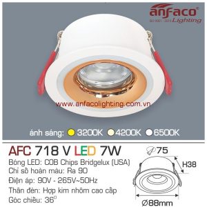 Đèn AFC 718V 7W Anfaco LED downlight âm trần viền vàng