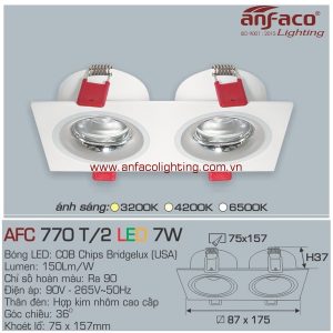 Đèn AFC 770T 7W Anfaco LED downlight âm trần vuông đôi vỏ trắng