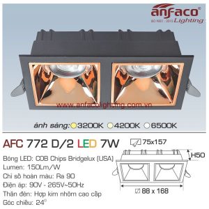Đèn AFC 772D 9W Anfaco LED downlight âm trần vuông đôi vỏ đen