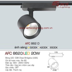 Đèn spotlight AFC 862D 20W Anfaco LED tiêu điểm gắn ray vỏ đen